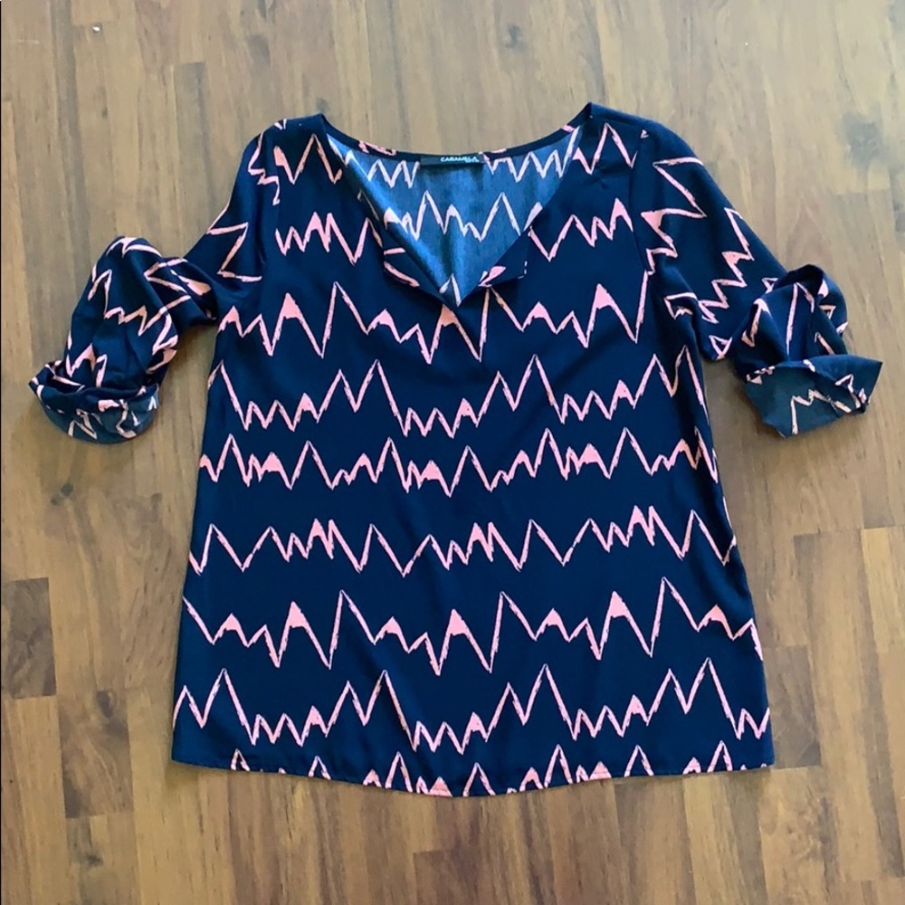 Carmela zigzag 3/4 sleeve blouse